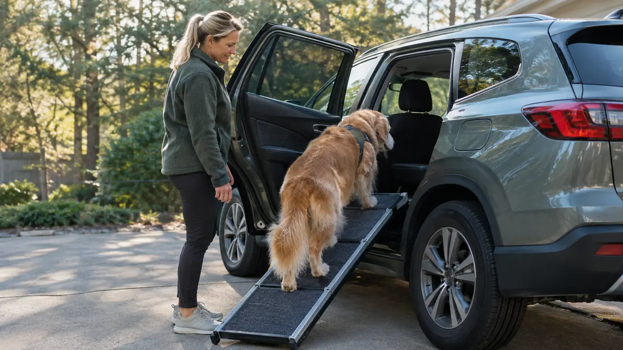 How to Get a Senior Dog Into the Car With a Ramp